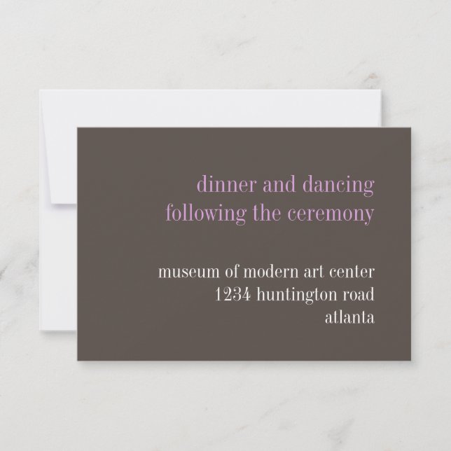 Invitation Typographie lilas gris acier d'enceinte de récepti (Devant)