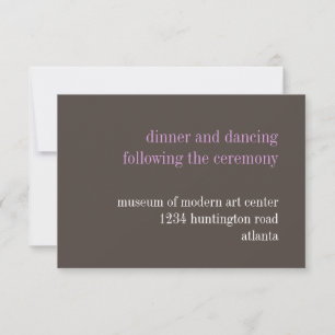 Invitation Typographie lilas gris acier d'enceinte de récepti