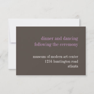 Invitation Typographie lilas gris acier d'enceinte de récepti