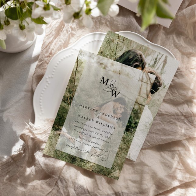 Invitation Typographie luxueuse Budget Faux Velum Mariage (Créateur téléchargé)