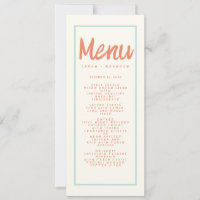 Typographie Manuscrite Bleu Rouge Menu Mariage Rét