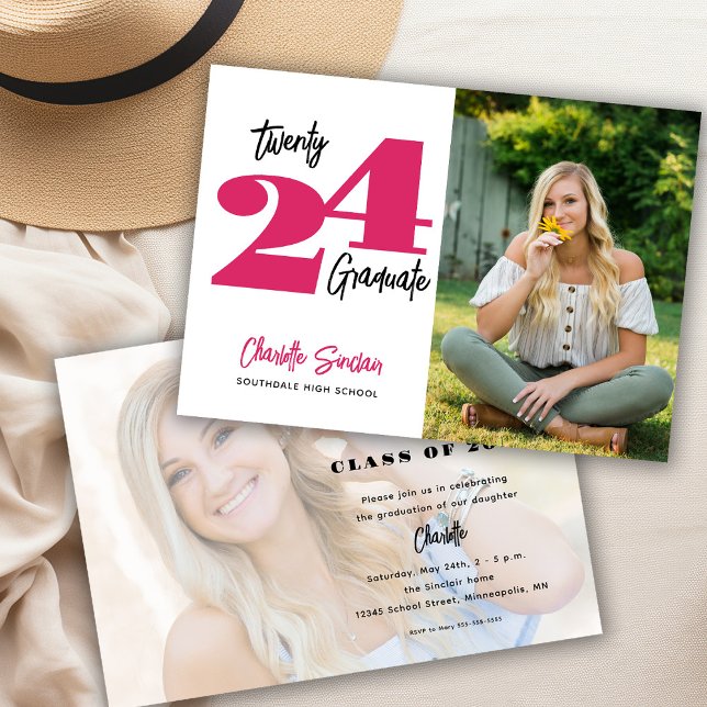 Invitation Typographie manuscrite de fin d'études 2024 (Créateur téléchargé)