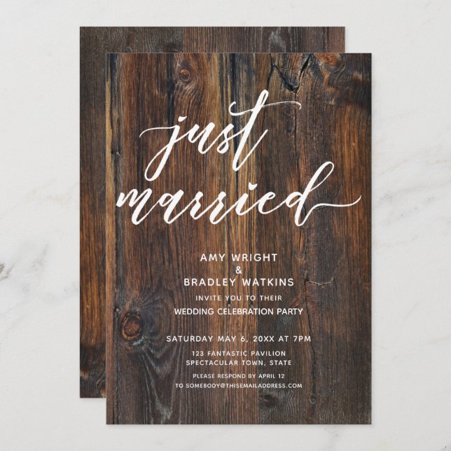 Invitation Typographie mariage avec écriture manuscrite et bo (Devant / Derrière)