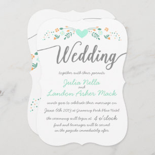 Invitation Typographie mariage Folk Art Floral Mariage invite