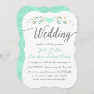 Invitation Typographie mariage Folk Art Floral Mariage invite