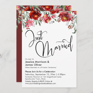 Invitation Typographie mariée Burgundy Rouge Floral