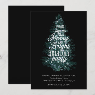 Invitation Typographie Merry et Bright Holiday Party