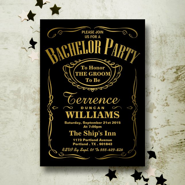 Invitation Typographie métallisée dorée tendance pour enterre (Créateur téléchargé)