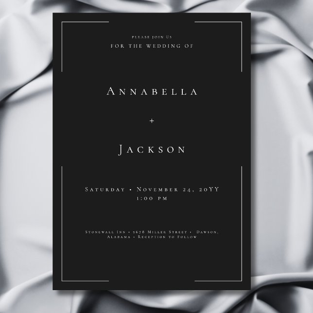 Invitation Typographie minimale Mariage noir et blanc (Minimal Typography Black & White Wedding Invitation)