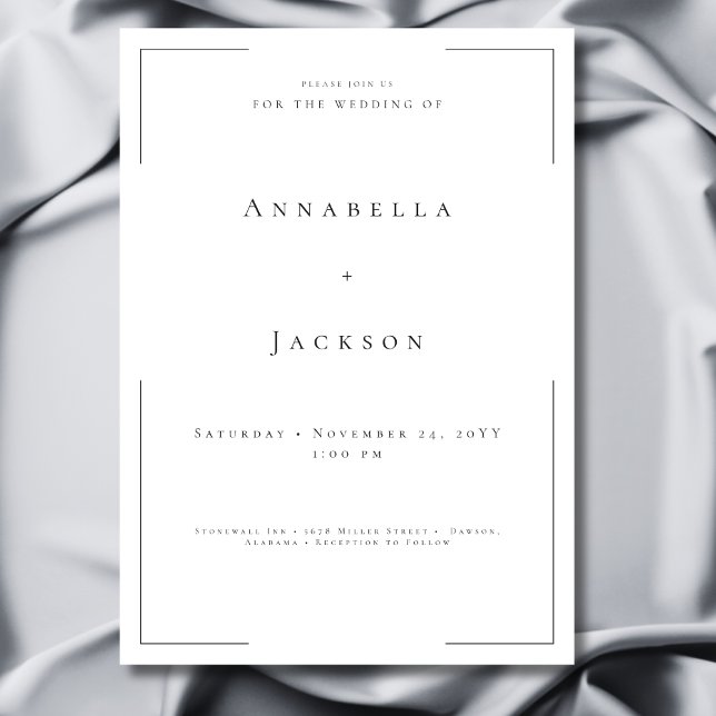 Invitation Typographie minimale Mariage noir et blanc (Minimal Typography Black & White Wedding Invitation)