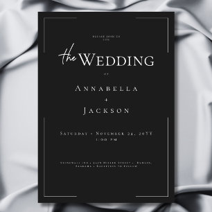 Invitation Typographie minimale Mariage noir et blanc