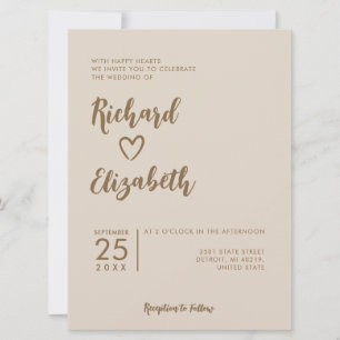 Invitation Typographie minimale Nettoyer le Mariage moderne
