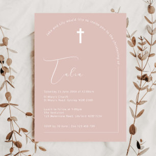 Invitation Typographie minimaliste arche rose arche baptême