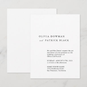 Invitation Typographie minimaliste classique Mariage simple