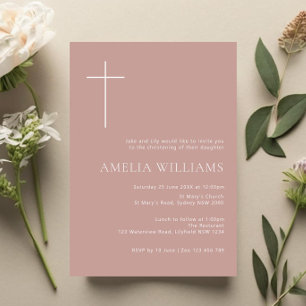 Invitation Typographie minimaliste croiser rose arche rose ba
