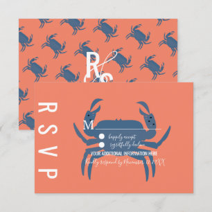Invitation Typographie minimaliste de crabe Mariage RSVP