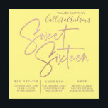 Invitation Typographie minimaliste de rose jaune or doux 16<br><div class="desc">C'est un choix élégant et classe pour les invitations à la fête d'anniversaire de sweet sixteen de votre fille. Il présente une typographie personnalisée en or rose imitation sur un simple arrière - plan jaune soleil. C'est un design moderne, unique et féminin qui ravira la fille d'anniversaire et ses invités....</div>