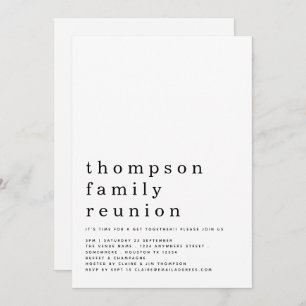 Invitation Typographie minimaliste Famille Réunion