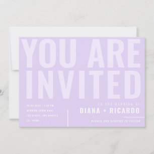 Invitation Typographie minimaliste Gras Lilac Lavender Mariag