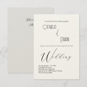 Invitation Typographie minimaliste mariage noir et blanc