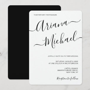 Invitation Typographie minimaliste moderne Mariage noir blanc