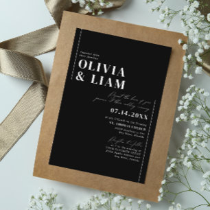 Invitation Typographie minimaliste moderne Mariage noir blanc