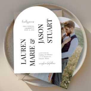 Invitation Typographie minimaliste simple Photo Mariage noir