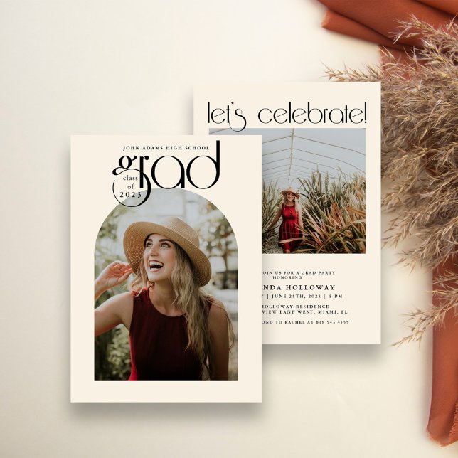 Invitation Typographie moderne 2 Diplôme photo (Créateur téléchargé)