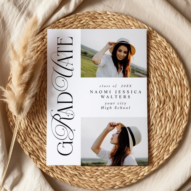 Invitation Typographie Moderne 2 Photos Élégante Remise de Di (Créateur téléchargé)