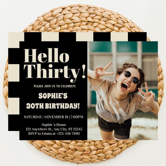 Invitation Typographie moderne 30e anniversaire fête de la ph (Créateur téléchargé)
