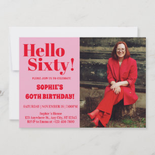 Invitation Typographie moderne 60e anniversaire fête de la ph