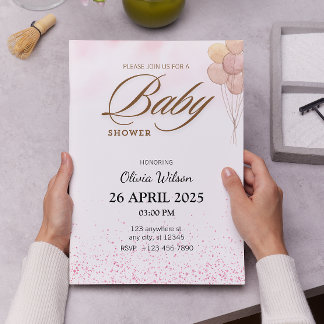 Invitation Typographie moderne Aquarelle Baby Showe