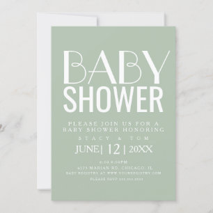 Invitation Typographie moderne Baby shower Plante simple en c