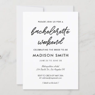 Invitation Typographie moderne Bachelorette Week-end