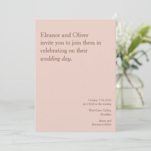Invitation Typographie moderne Blush Terracotta Mariage éléga