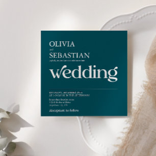 Invitation Typographie moderne Carré profond Mariage photo