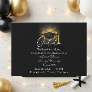Invitation Typographie Moderne Casquette Noire Monochrome Rem