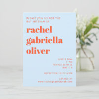 Typographie Moderne Cool Bleu Orange Bar Mitzvah