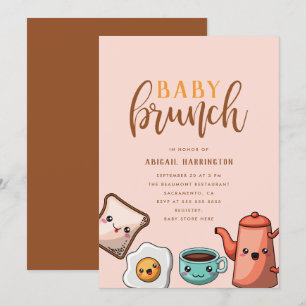 Invitation Typographie moderne Cute Kawaii Baby Brunch