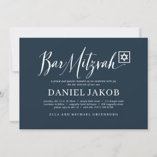 Invitation Typographie moderne de Bar Mitzvah Script classiqu