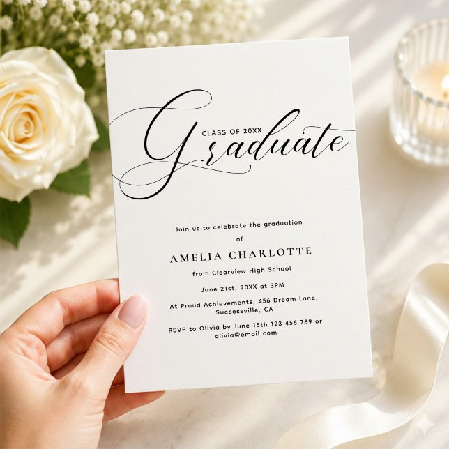 Invitation Typographie moderne de script noir pour fête de re (Créateur téléchargé)