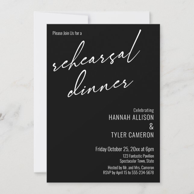Invitation Typographie moderne Dîner de répétition simple Noi (Devant)