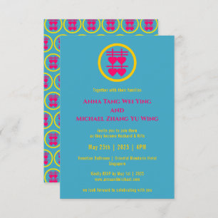 Invitation Typographie moderne Double Bonheur Mariage chinois