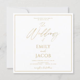 Invitation Typographie moderne du Mariage d'or blanc