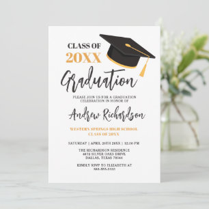Invitation Typographie moderne élégante Tassel Graduation Par