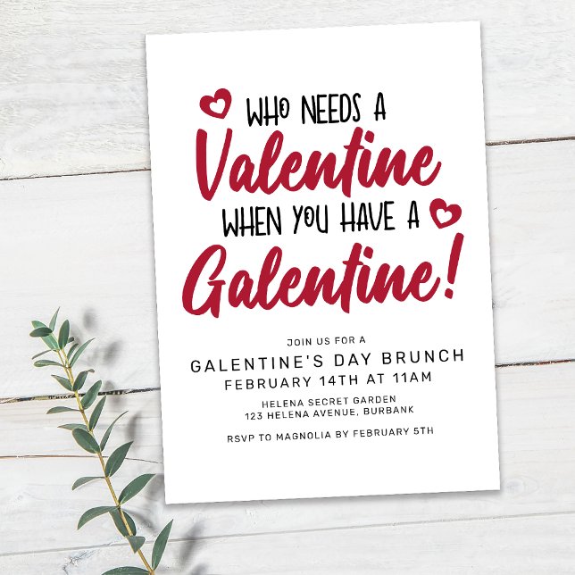 Invitation Typographie moderne Galentine's Day Brunch (Créateur téléchargé)