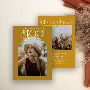 Invitation Typographie moderne Gold 2 Diplôme photo