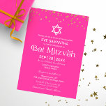 Invitation Typographie moderne Gold Confetti Bat mitzvah rose<br><div class="desc">Typographie moderne Gold Confetti Bat mitzvah rose Invitation</div>