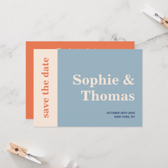 Invitation Typographie moderne Gras Mariage Enregistrer la da (Devant/Arrière en situation)