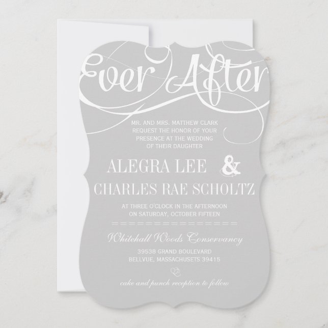 Invitation Typographie Moderne Gray Ever After Tableau Noir (Devant)